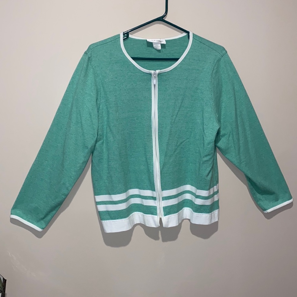 C D Petites - Zipper Shirt - Green - Size Large